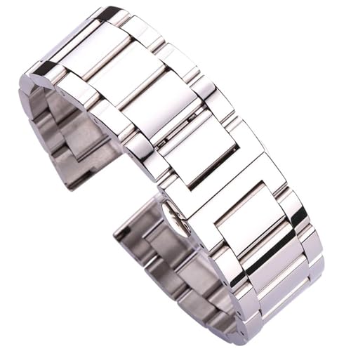 ZDOUXUAN Edelstahl-Uhrenarmband 18 20 21 22 23 24 mm Damen Herren Massivmetall-Armband Ersatzarmband Zubehör mit Werkzeug(Polished,23mm) von ZDOUXUAN