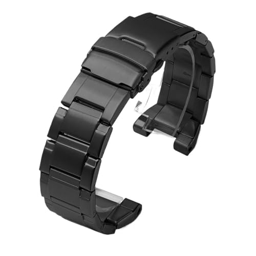 ZDOUXUAN Edelstahl-Uhrenarmband for Herren, Edelstahl, Metall, Ersatz-Uhrenarmband, Armbandkette(Black) von ZDOUXUAN