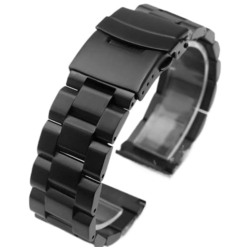 ZDOUXUAN Massives 316L Metallband Edelstahlarmband 18mm20mm 22mm 24mm(Black-Solid Buckle,22mm) von ZDOUXUAN