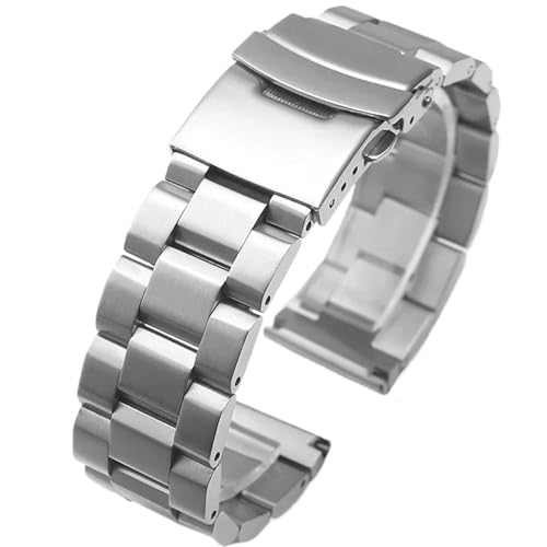 ZDOUXUAN Massives 316L Metallband Edelstahlarmband 18mm20mm 22mm 24mm(Silver,18mm) von ZDOUXUAN