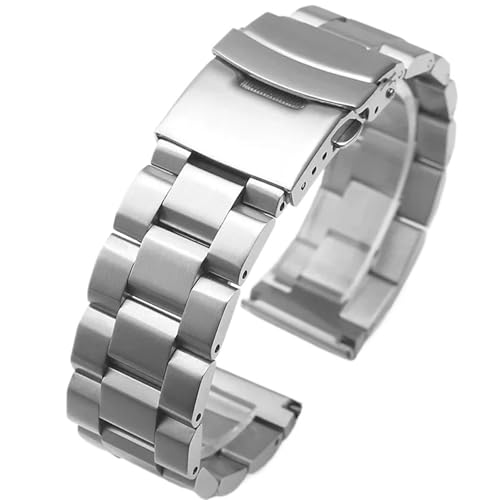 ZDOUXUAN Massives 316L Metallband Edelstahlarmband 18mm20mm 22mm 24mm(Silver-Solid Buckle,24mm) von ZDOUXUAN