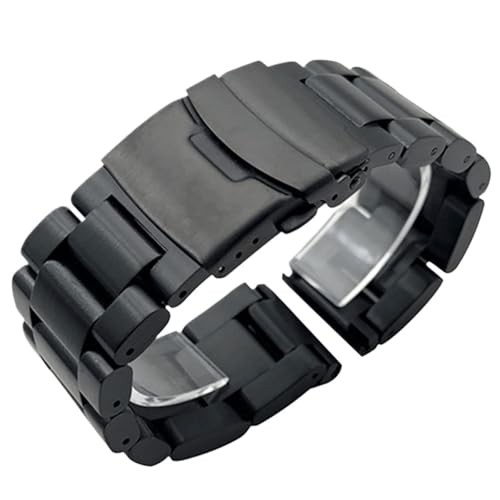 ZDOUXUAN Solide Verdickung 5,5 mm 316L Edelstahl-Armband Uhrenarmband 22 mm 24 mm 26 mm Metallarmband Handgelenk(Black,22mm) von ZDOUXUAN