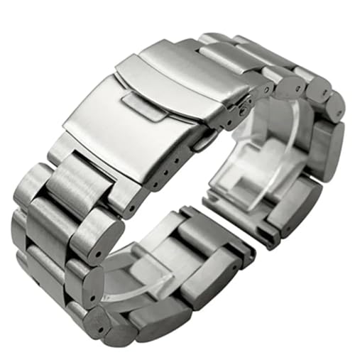 ZDOUXUAN Solide Verdickung 5,5 mm 316L Edelstahl-Armband Uhrenarmband 22 mm 24 mm 26 mm Metallarmband Handgelenk(Silver,22mm) von ZDOUXUAN