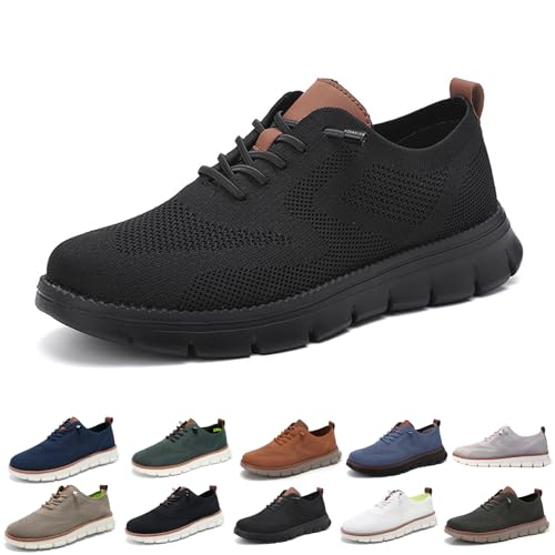 ZDOUXUAN Ultrabequeme orthopädische Schuhe, lässige, modische Herren-Sneaker aus Mesh mit Rutschfester Sohle for Hineinschlüpfen in die Stadt(All Black,44 EU) von ZDOUXUAN