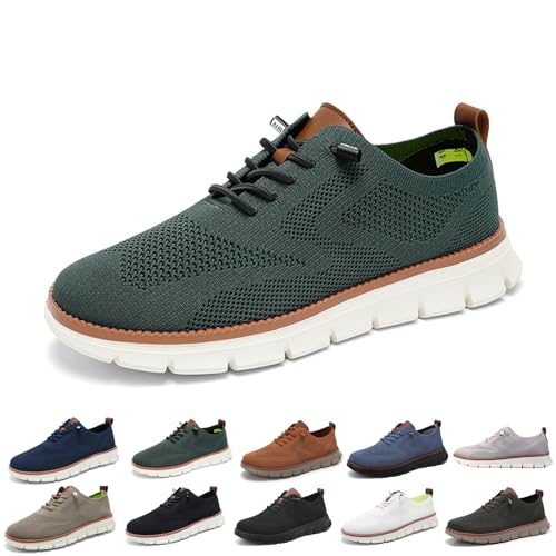 ZDOUXUAN Ultrabequeme orthopädische Schuhe, lässige, modische Herren-Sneaker aus Mesh mit Rutschfester Sohle for Hineinschlüpfen in die Stadt(Army Green,43 EU) von ZDOUXUAN