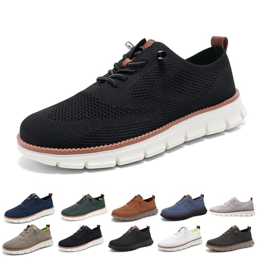 ZDOUXUAN Ultrabequeme orthopädische Schuhe, lässige, modische Herren-Sneaker aus Mesh mit Rutschfester Sohle for Hineinschlüpfen in die Stadt(Black,43 EU) von ZDOUXUAN