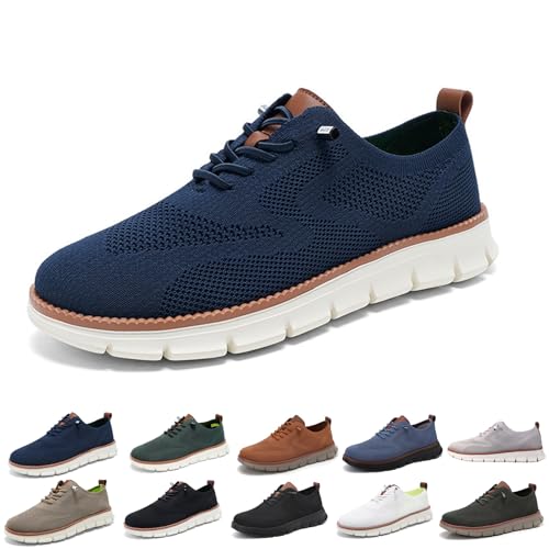 ZDOUXUAN Ultrabequeme orthopädische Schuhe, lässige, modische Herren-Sneaker aus Mesh mit Rutschfester Sohle for Hineinschlüpfen in die Stadt(Dark Blue,39 EU) von ZDOUXUAN