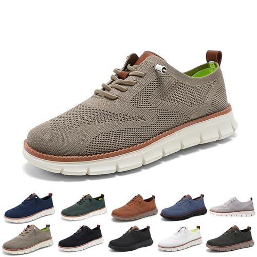 ZDOUXUAN Ultrabequeme orthopädische Schuhe, lässige, modische Herren-Sneaker aus Mesh mit Rutschfester Sohle for Hineinschlüpfen in die Stadt(Khaki,47 EU) von ZDOUXUAN