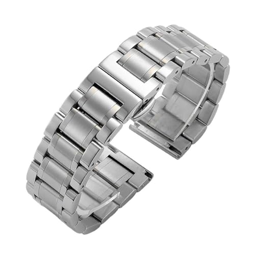 ZDOUXUAN Universalarmband mit gebogenem Ende, 12/13/14/15/16/17/18/19/20/21/22/23/24 mm, Uhrenarmbänder aus massivem Edelstahl(23mm) von ZDOUXUAN