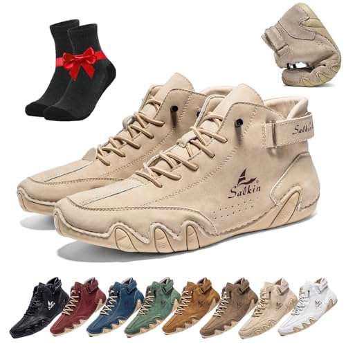 ZDOUXUAN Vogldeck wasserdichte und atmungsaktive orthopädische Schuhe, handgefertigte hohe Boots aus Wildleder, rutschfeste, atmungsaktive, leichte Beck-Schuhe(Beige,48 EU) von ZDOUXUAN