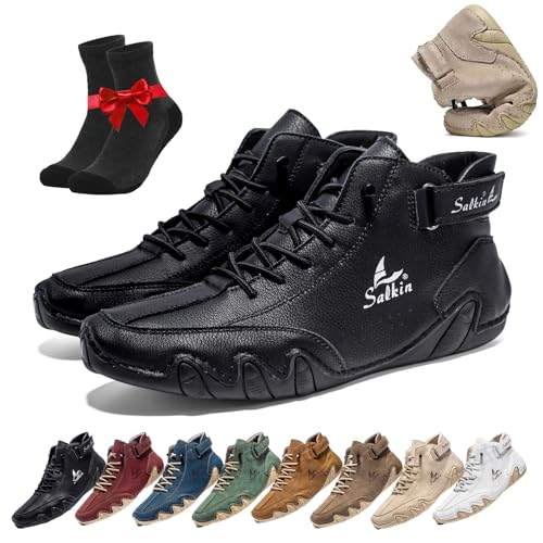 ZDOUXUAN Vogldeck wasserdichte und atmungsaktive orthopädische Schuhe, handgefertigte hohe Boots aus Wildleder, rutschfeste, atmungsaktive, leichte Beck-Schuhe(Black,45 EU) von ZDOUXUAN