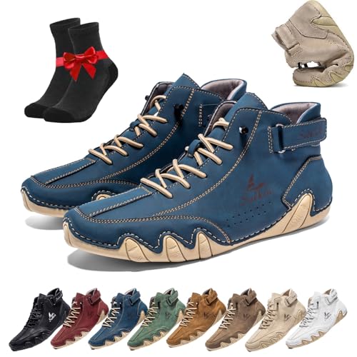 ZDOUXUAN Vogldeck wasserdichte und atmungsaktive orthopädische Schuhe, handgefertigte hohe Boots aus Wildleder, rutschfeste, atmungsaktive, leichte Beck-Schuhe(Blue,39 EU) von ZDOUXUAN