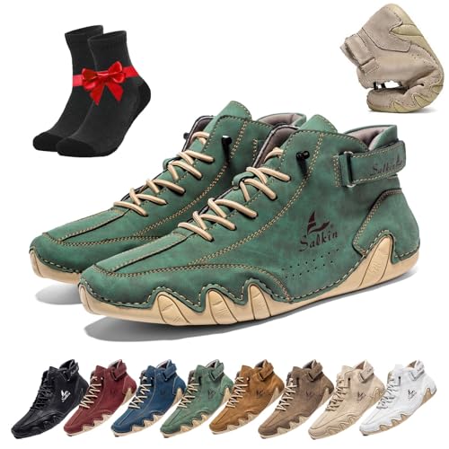 ZDOUXUAN Vogldeck wasserdichte und atmungsaktive orthopädische Schuhe, handgefertigte hohe Boots aus Wildleder, rutschfeste, atmungsaktive, leichte Beck-Schuhe(Green,42 EU) von ZDOUXUAN