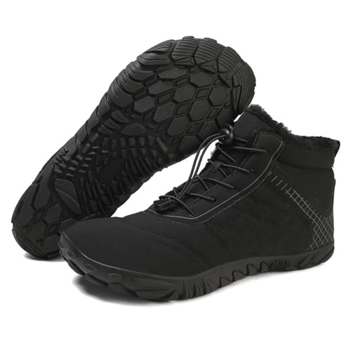 ZDOUXUAN Winterwanderung Barfuß-Schneestiefel Damen Herren Schuhe für Wandern Warme Outdoor-Stiefel for kaltes Wetter(A-Black,39 EU) von ZDOUXUAN