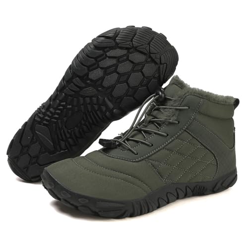 ZDOUXUAN Winterwanderung Barfuß-Schneestiefel Damen Herren Schuhe für Wandern Warme Outdoor-Stiefel for kaltes Wetter(A-Green,46 EU) von ZDOUXUAN