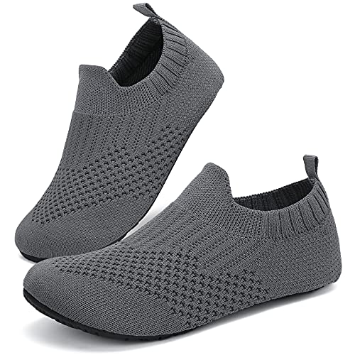 ZDQ Haus Slipper Kinder Slip On Home Pantoletten Jungen Geschlossene Hausschuhe Home Pantoffeln Mädchen Rutschfeste Pantoffeln Leichte Hüttenschuhe Baby Grau 32/33 von ZDQ