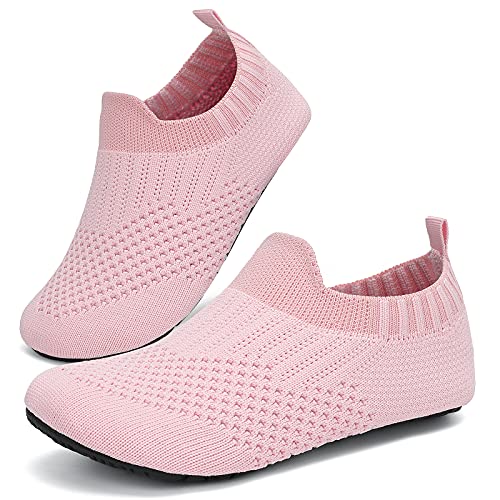 ZDQ Hüttenschuhe Kinder Rutschfest Hausschuhe Jungen Slippers Mädchen Atmungsaktive Pantoffeln Baby Pantoletten Baby Slipper Indoor Schuhe mit Dicke Sohle Rosa 26/27 von ZDQ