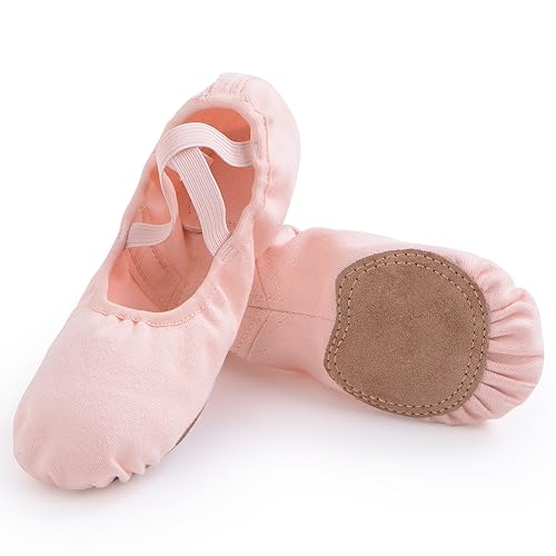 ZDQ Ballettschuhe Mädchen Gymnastikschuhe Damen Ballerina Schuhe Ballettschläppchen Kinder Ballett Schläppchen Tanzschuhe Turnschläppchen Frauen Tanzschlappen mit Ledersohle Rosa 28 von ZDQ