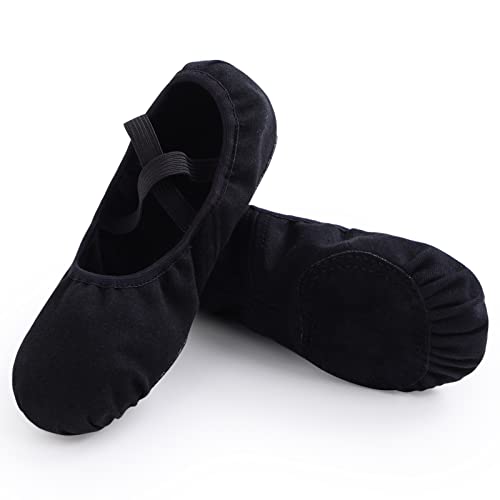 ZDQ Ballettschuhe Mädchen Gymnastikschuhe Damen Ballerina Schuhe Ballettschläppchen Kinder Ballett Schläppchen Tanzschuhe Turnschläppchen Frauen Tanzschlappen mit Ledersohle Schwarz 25 von ZDQ