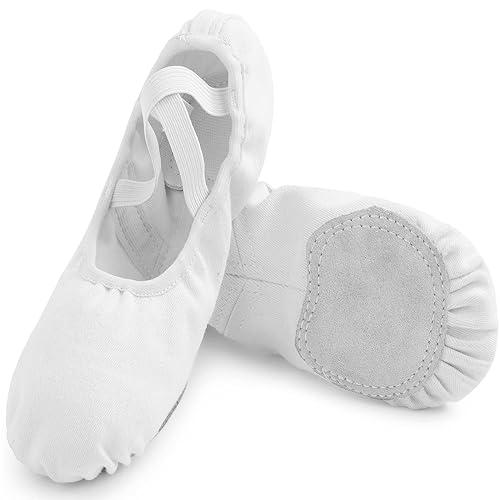 ZDQ Ballettschuhe Mädchen Gymnastikschuhe Damen Ballerina Schuhe Ballettschläppchen Kinder Ballett Schläppchen Tanzschuhe Turnschläppchen Frauen Tanzschlappen mit Ledersohle Weiß 31 von ZDQ