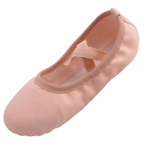 ZDQ Ballettschuhe Mädchen Gymnastikschuhe Damen Ballerina Schuhe Ballettschläppchen Kinder Tanzschuhe Ballett Schläppchen Leder Turnschläppchen Frauen Beige 31 von ZDQ