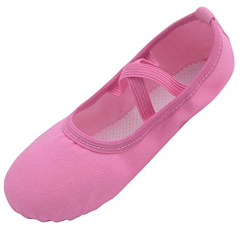 ZDQ Ballettschuhe Mädchen Gymnastikschuhe Damen Ballerina Schuhe Ballettschläppchen Kinder Tanzschuhe Ballett Schläppchen Leder Turnschläppchen Frauen Rosa 24 von ZDQ