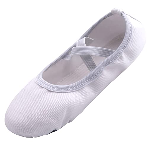 ZDQ Ballettschuhe Mädchen Gymnastikschuhe Damen Ballerina Schuhe Ballettschläppchen Kinder Tanzschuhe Ballett Schläppchen Leder Turnschläppchen Frauen Weiß 35 von ZDQ