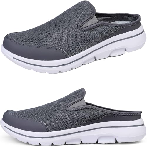 ZDQ Clogs Damen Sommer Herren Leicht Gartenschuhe Slip on Pantoletten Outdoor Hinten Offen Hausschuhe Mesh Strand Sandalen Atmungsaktiv Pantoffeln rutschfest Schlappen Bequeme Sabots Dunkelgrau 41 von ZDQ