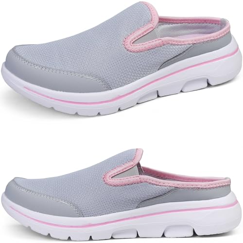 ZDQ Clogs Damen Sommer Herren Leicht Gartenschuhe Slip on Pantoletten Outdoor Hinten Offen Hausschuhe Mesh Strand Sandalen Atmungsaktiv Pantoffeln rutschfest Schlappen Bequeme Sabots Graurosa 36 von ZDQ