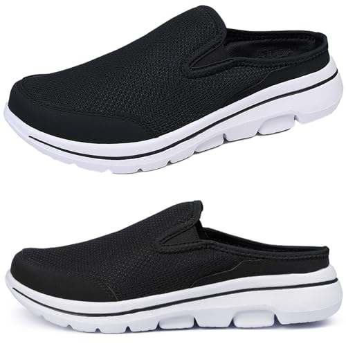 ZDQ Clogs Damen Sommer Herren Leicht Gartenschuhe Slip on Pantoletten Outdoor Hinten Offen Hausschuhe Mesh Strand Sandalen Atmungsaktiv Pantoffeln rutschfest Schlappen Bequeme Sabots Schwarz 42 von ZDQ