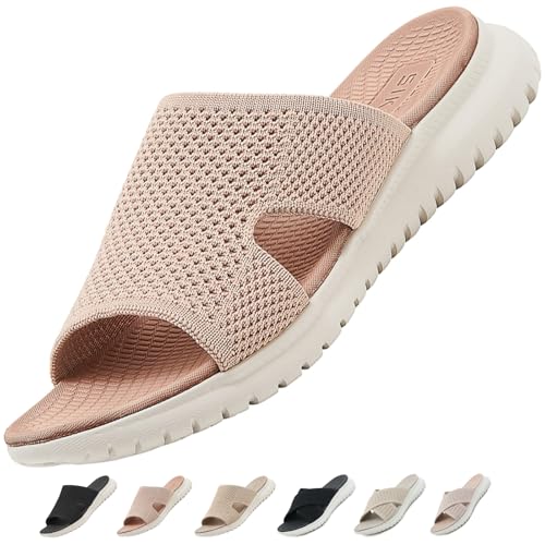ZDQ Sandalen Damen Sommer Bequem Orthopädische Pantoletten Leichte Hausschuhe Elegant Schlappen Casual Slipper Rosa 42 von ZDQ
