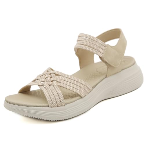 ZDQ Sandalen Damen Sommer Orthopädische Sandalen Leichte Bequeme Schuhe Outdoor Sportsandalen Casual Hausschuhe mit Weiche Fussbett Beige 36 ZDQ Sandalen Damen Sommer Orthopädische Sandalen Leichte Bequeme Schuhe Outdoor Sportsandalen Casual Hausschuhe mit Weiche Fussbett Beige 36 von ZDQ