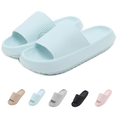 ZDQ Wolken Schuhe Damen Cozislides Original Slippers Cloudyzz Schlappen Dicke Sohle Hausschuhe Eva Badeschuhe Frauen Weiche Badelatschen rutschfest Badeschlappen Sommer Strand Cozy Slides Blau 40/41 von ZDQ