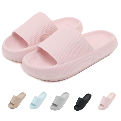 ZDQ Wolken Schuhe Damen Cozislides Original Slippers Cloudyzz Schlappen Frauen Dicke Sohle Hausschuhe Eva Badeschuhe Weiche Badelatschen rutschfest Badeschlappen Sommer Strand Cozy Slides Rosa 38/39 von ZDQ