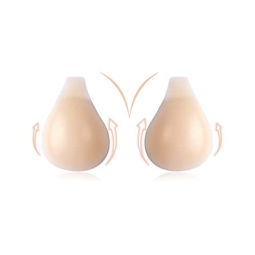 ZDQCB Klebe BH Push up, Tklebender Trägerloser BH für Damen Invisible Bra Unsichtbarer Silikon Rückenfreies Kleid Selbstklebender BH für Frauen Deep V-(Beige L) von ZDQCB