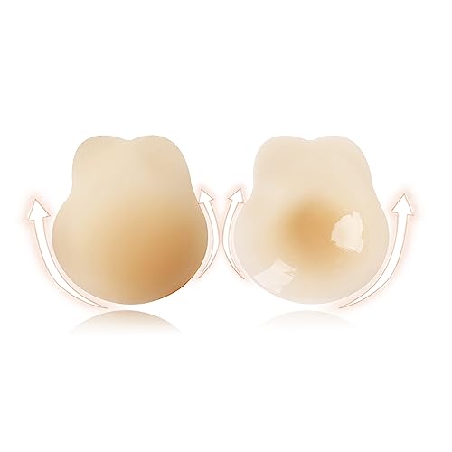 ZDQCB Klebe BH Push up, Tklebender Trägerloser BH für Damen Invisible Bra Unsichtbarer Silikon Rückenfreies Kleid Selbstklebender BH für Frauen Deep V Ultra Thin-Nude(A-B) von ZDQCB