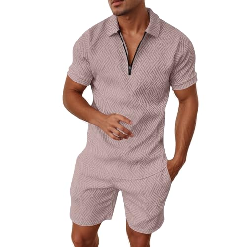Herren Outfit Komplett Set Sportsachen 2-Teiliges Business Polo Hemd Set Kurzarm T-Shirts Kurze Hose Freizeitanzug Trainingsanzug Herren Outfit Komplett Set Sportsachen 2-Teiliges Business Polo Hemd Set Kurzarm T-Shirts Kurze Hose Freizeitanzug Trainingsanzug von ZDSUHYIW