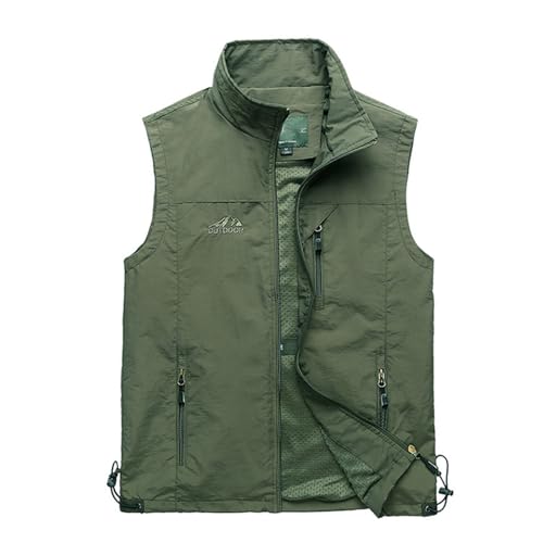 ZDSUHYIW Anglerweste Herren Sommer Ärmellos Arbeitsweste Angeln Safari Weste Wandern Multifunktionsweste Atmungsaktiv Freizeitweste Leichte Multitasche Freizeitjacke Jagdfischen Softshellweste von ZDSUHYIW