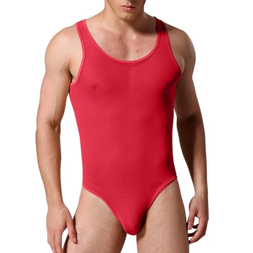 ZDSUHYIW Bodysuit Herren Einteiler Sissy Dessous Nachtwäsche Reizwäsche Mesh Transparent Bodysuit Erotik Weste ärmellose Einteiler Singlets Jumpsuit Nachtwäsche Tops Sissy Dessous von ZDSUHYIW