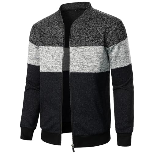 ZDSUHYIW Cardigan Herren Leichte Strickjacke mit Reißverschluss Feinstrickjacke mit Stehkragen Zip Up Freizeitjacke Männer Outdoorjacke Sweatjacke von ZDSUHYIW