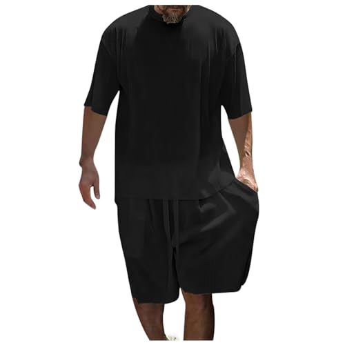 ZDSUHYIW Eisseide Trainingsanzug Zweiteiler 2 Teiliges Herren Sommer Tshirt Sweatshorts Fitnessanzug Hawaii 2 Stück Strand Shirt Sets Atmungsaktiv Business Anzüge Set von ZDSUHYIW