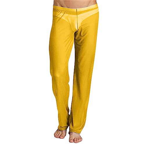 ZDSUHYIW Hosen Herren Unterwäsche Yoga Hosen Pyjama Transparent Sheer Pant Männer Soft Modal Slimming Netz Nachtwäsche Männer Reizvoll Nylon Mesh durchsichtige Lange Hose von ZDSUHYIW