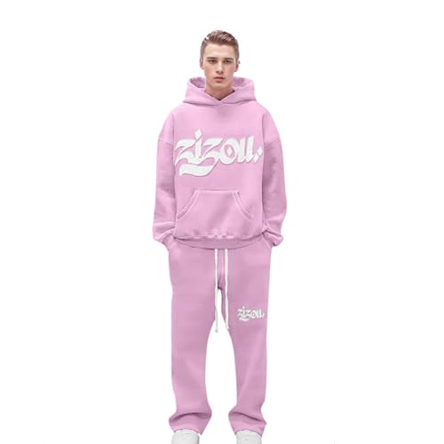 ZDSUHYIW Jogger Trainingsanzug Set Bekleidungsset Herren Damen Männer Frauen Hoodie Hose Trainingsanzug Jogginganzug Sportanzug Einfarbig Zweiteiler Outfit Oversized Hoodie Pullover von ZDSUHYIW