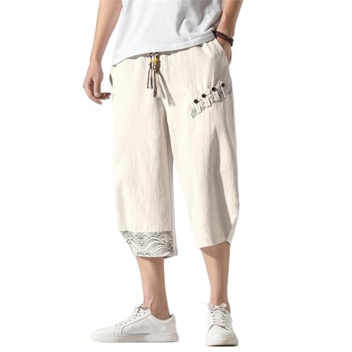 ZDSUHYIW Leinenhose Herren Strandhosen 3/4 Leinenhosen Bequem Atmungsaktiv Sommerhosen Freizeithose Mit Seitentaschen Traditionelle Japanische Kleidung Mit Kordelzug Dreiviertel Hose ZDSUHYIW Leinenhose Herren Strandhosen 3/4 Leinenhosen Bequem Atmungsaktiv Sommerhosen Freizeithose Mit Seitentaschen Traditionelle Japanische Kleidung Mit Kordelzug Dreiviertel Hose von ZDSUHYIW