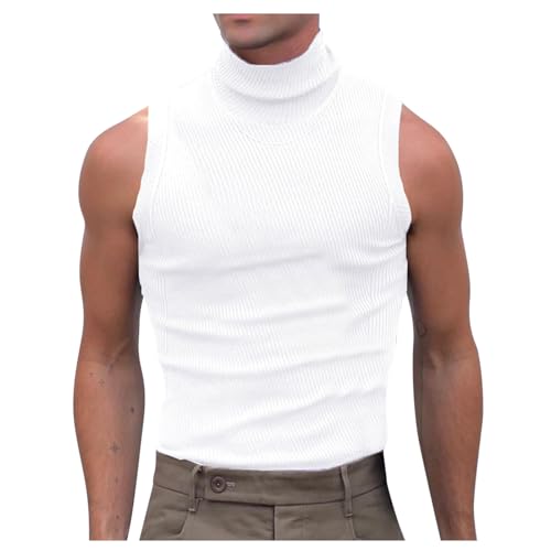 ZDSUHYIW Sportunterhemden Herren Rollkragen Ärmelloses Muskelshirt Gym Sport Stringer Baggy Workout Tanktops Bodybuilding Fitness Achselshirts Sommer Strand Unterhemden von ZDSUHYIW
