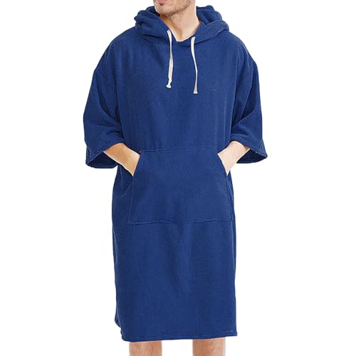 ZDSUHYIW Surf Poncho Baumwolle Strandponcho Reißverschlussfach Herren Damen Kapuze Umziehhilfe Strand Bademantel Frottee Badeponcho Soft Bademantel Teddy Fleece Morgenmantel von ZDSUHYIW