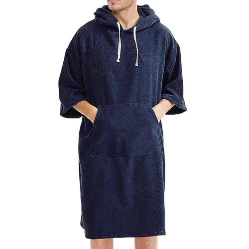 ZDSUHYIW Surf Poncho Baumwolle Strandponcho Reißverschlussfach Herren Damen Kapuze Umziehhilfe Strand Bademantel Frottee Badeponcho Soft Bademantel Teddy Fleece Morgenmantel von ZDSUHYIW