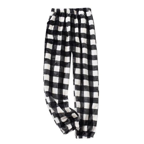 ZDSUHYIW Sweathose Haushose Herren Weites Bein PlüSchhose Flauschig Warm Winterhose Lang Sporthose Lammsamt Jogginghose Winter Thermohose Winter Warm Home Wear Bedruckte Pyjama von ZDSUHYIW