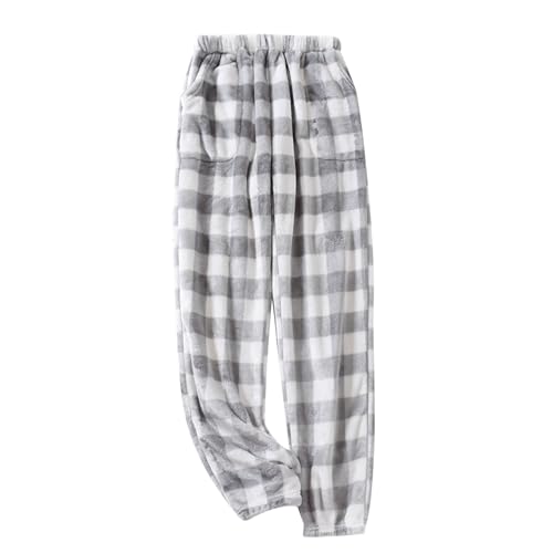 ZDSUHYIW Sweathose Haushose Herren Weites Bein PlüSchhose Flauschig Warm Winterhose Lang Sporthose Lammsamt Jogginghose Winter Thermohose Winter Warm Home Wear Bedruckte Pyjama von ZDSUHYIW