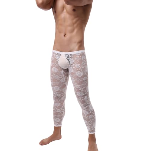 ZDSUHYIW Unterziehhose Herren Dessous Clubwear Netz Hose Transparent Netz Leggings Sexy Spitze Fischnetz Strumpfhose Hose Transparent Spitze Leggings Sexy Netz Nachtwäsche Männer von ZDSUHYIW